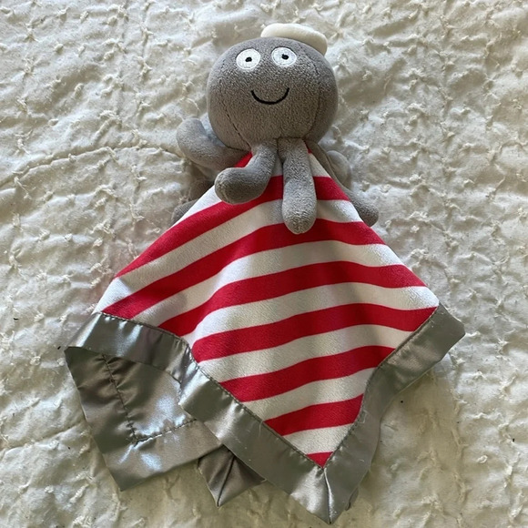Baby Octopus security blanket. Used…See pics for snags in satin blanket. - Picture 1 of 7